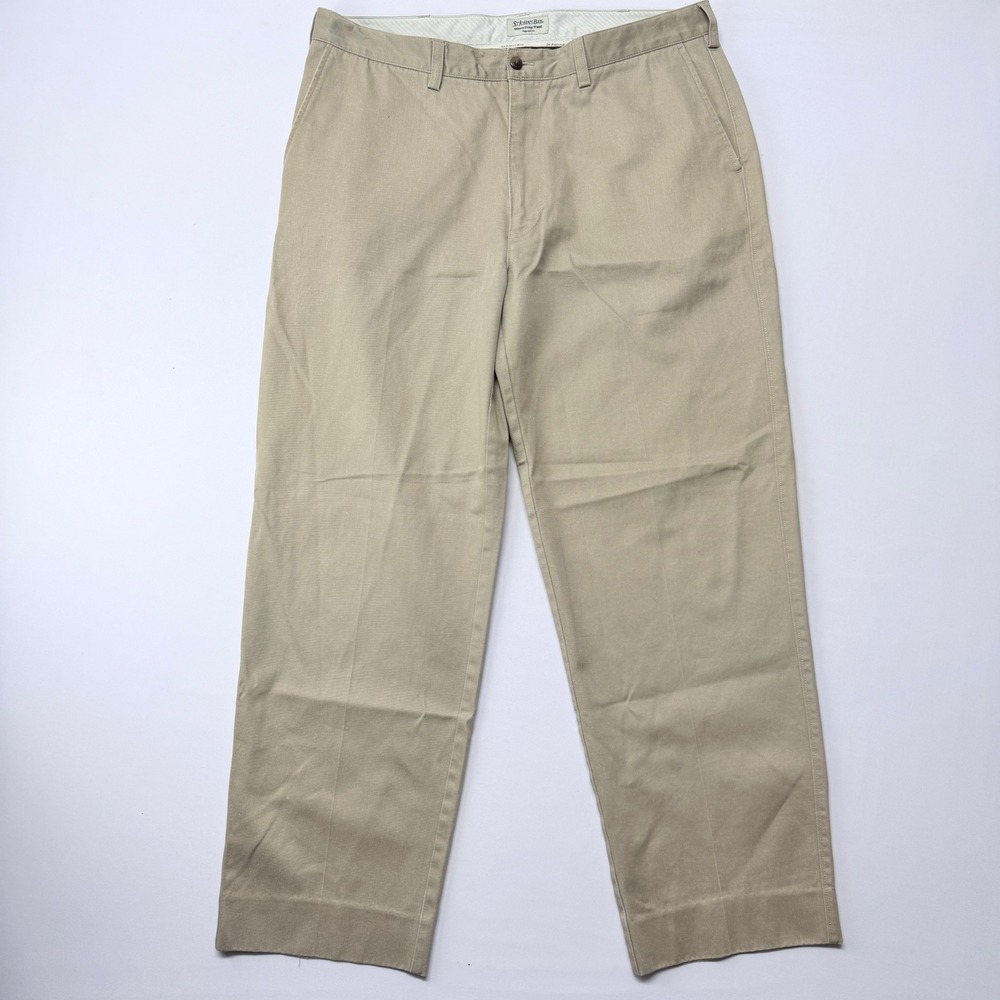 St Johns Bay Mens 38x30 Worry Free Relaxed Fit Khaki Chino Pants Tan Cotton